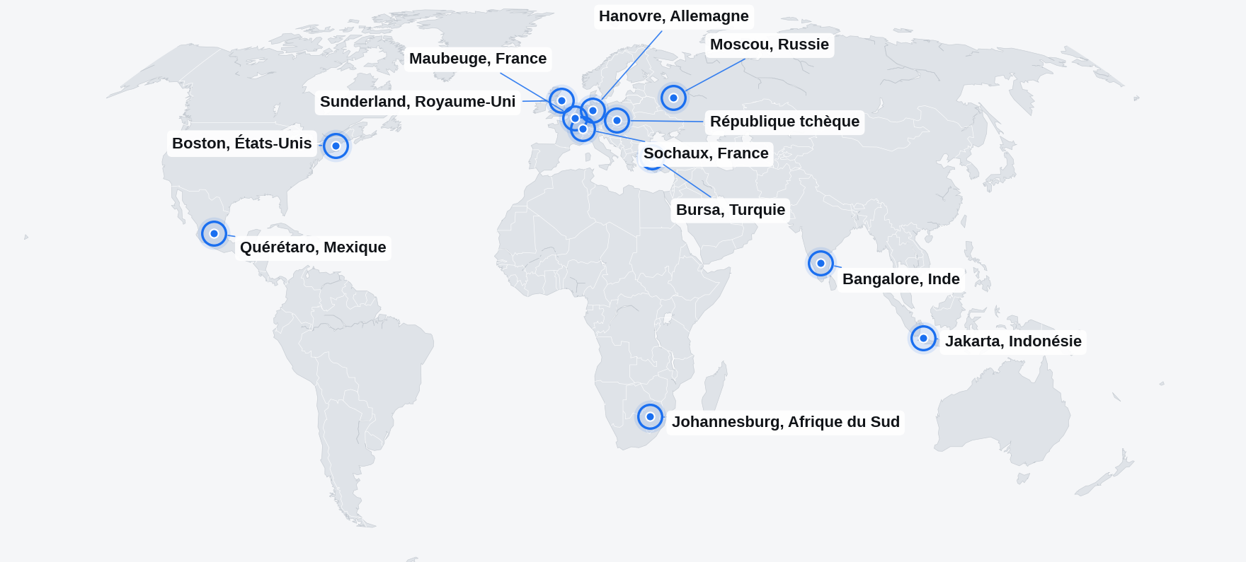Carte des chantiers de mise en service réalisés avant la création de CREDO